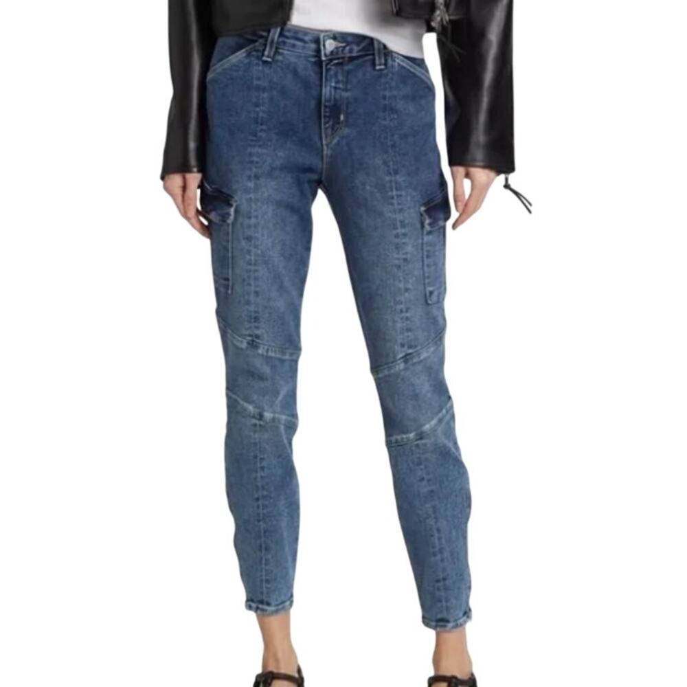L'Agence Patton Medium Wash Mid Rise Skinny Cargo Denim Jeans size 26 Utility